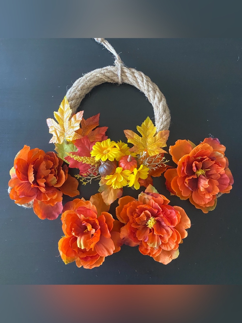Luxury Handmade 5-Pc Fall Wreath & Peony Napkin Ring Set by KrissetteMartin